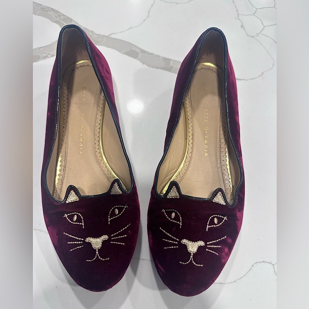 Charlotte Olympia kitty cat velvet shoes